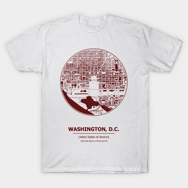 Washington DC city map coordinates T-Shirt by SerenityByAlex